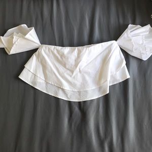 White off the shoulder crop top.